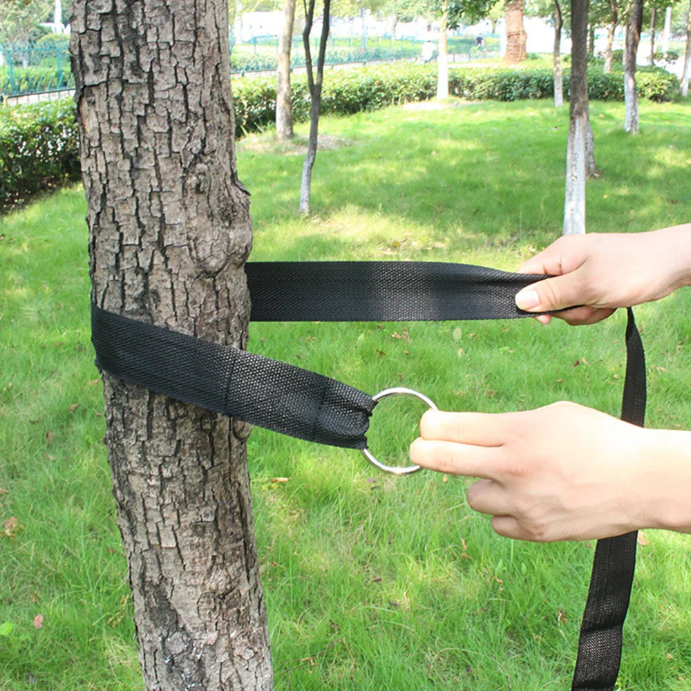 

4 Pcs in 1 Set Hammock Tree Wrap Straps Nylon Circle Ring Band with S Hooks Outdoor Hammock Tree Hanging Straps Accessories(Blac