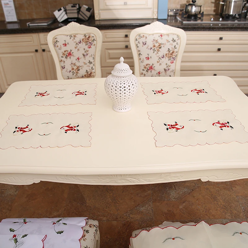 Новый рождественский вышитый столовый Рождественский Настольный коврик для