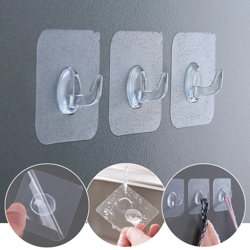 

Simplicity Strong Sticky Hook Practical Hanger Wall Hooks Adhesive Sticker Waterproof Invisible Wall Hanging Home Products