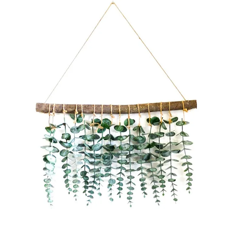 Искусственный Эвкалиптовый лоза Бохо Настенный декор зеленое растение для
