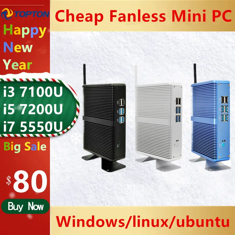 Мини ПК Topton без кулера Intel i7/i5 7200U i3 7167U DDR3L|Мини ПК| |