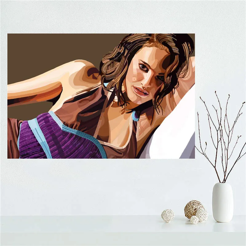 

Custom Canvas Wall Decor Natalie Portman Colorful Poster Cloth Wall Silk Fabric Posters And prints Home Decor Painting