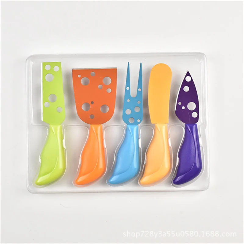 5 шт Красочный сыр Ножи комплект Нержавеющая сталь вилка Аксессуары для выпечки