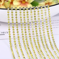 citrine 1m clear crystal ss6 ss122mm 3 0mm silver base copper cup rhinestone chain apparel sewing style diy beauty accessories