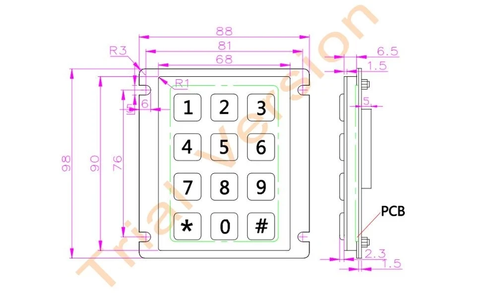 Водонепроницаемая металлическая телефонная клавиатура из нержавеющей стали