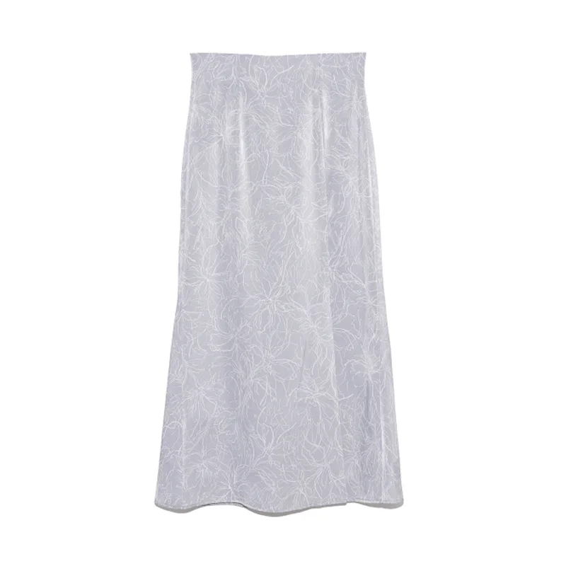 

2021 Spring Summer New Woman Skirts Chic Split Flower Print Pattern High Waist Skirt Japan Style Sweet Fashion Chiffon Jupe