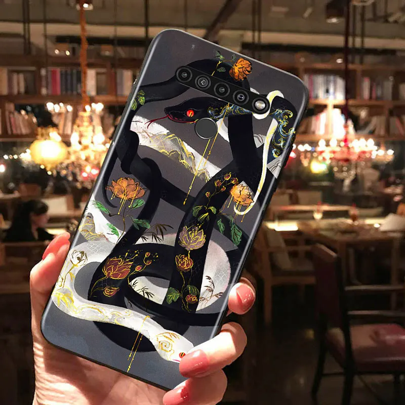 

Snake Flower Painting for LG G8 G8S G8X V30 V35 V40 V50 V60 ThinQ Q60 K40 K50 K30 K41 K51 K61 K71 K22 Black Phone Case