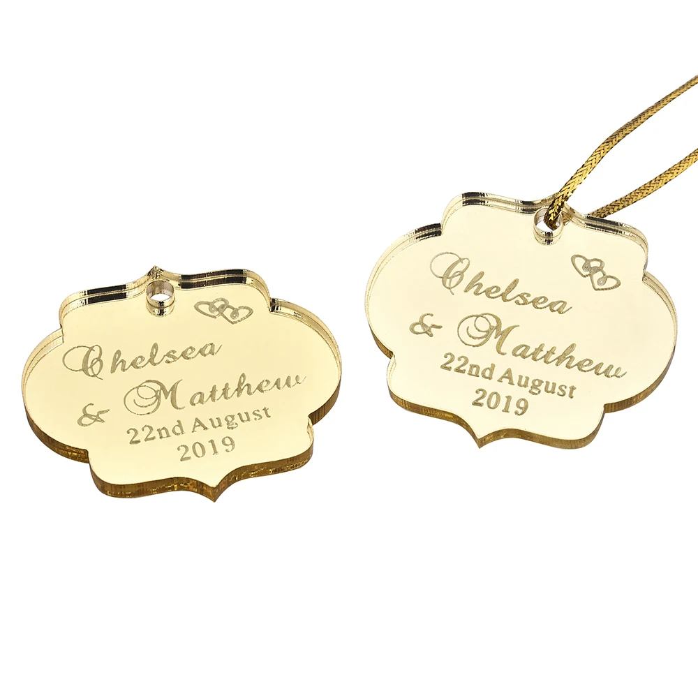 50 шт. персонализированное гравированное зеркало акриловые свадебные ярлыки на