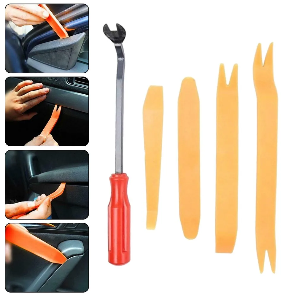 

5Pcs Flat Clip Panel Remover Car Trim Removal Tool Kit Set Door Panel Fastener Auto Dashboard Plastic Tools Hand Tool Sets