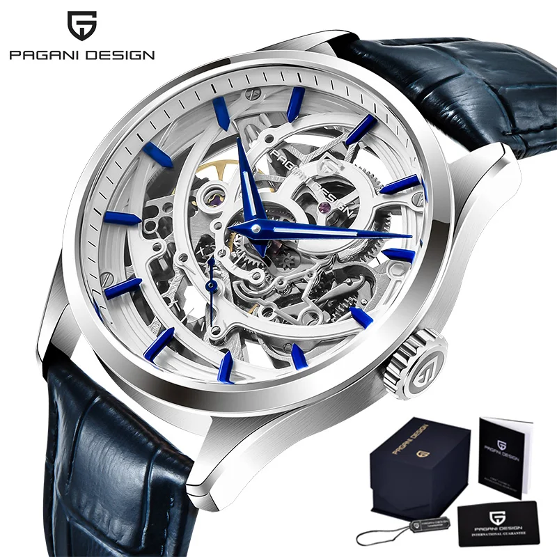 

PAGANI DESIGN Fashion Tourbillon Automatic Mechanical Watch 100M Waterproof Watch Skeleton Leather Men Watch Reloj Hombre