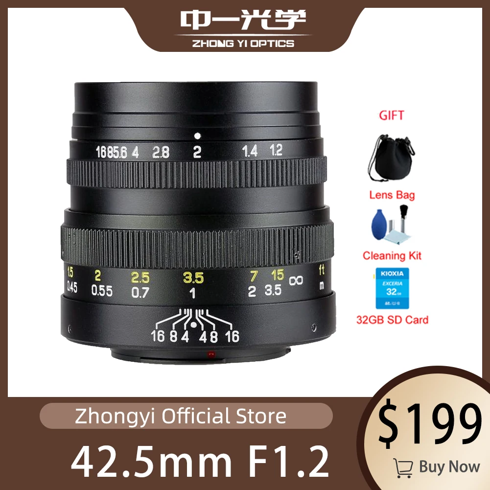 Объектив Zhongyi Optics 42 5 мм F1.2 для камеры Olympus Panasonic M4/3 | Электроника