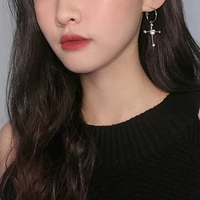 new rhinestone hoop earrings for womens trend fashion korean style cross earrings dangle for men punk grunge jewelry women gift