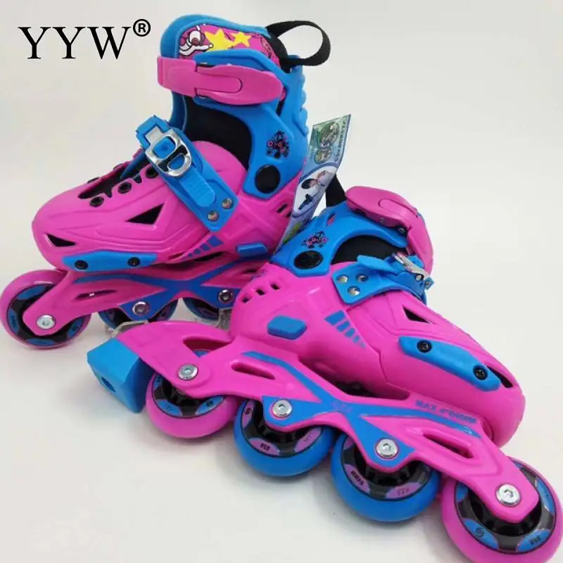 

Beginner Children Inline Adjustable Skating Shoes Sneakers Roller Skates Patins Kid Rose Blue Boys Girls Pu Wheels Patines