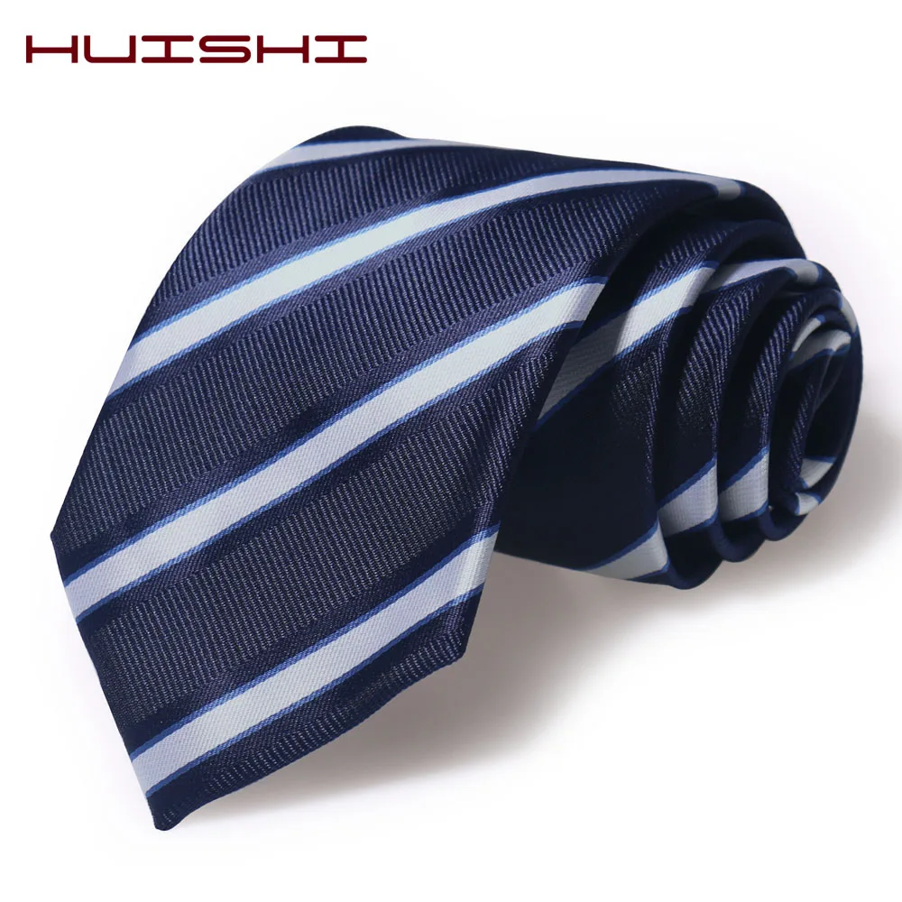HUISHI Men Luxury Necktie Fashion Tie Yellow Dark Blue Grey Striped Party Wedding For Neckwear Gift Neckties | Аксессуары для