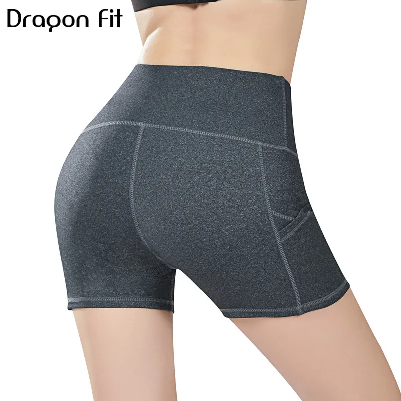 Dragon Fit эластичные шорты для йоги женские спортивные с высокой талией карманные