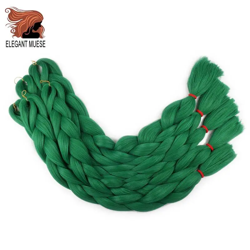 Green Элегантные Музы, 165 г, плетенные волосы, длинные вязанные крючком волосы, объемные 82 дюйма, синтетические плетёные волосы для наращивания для черных женщин - Цвет: Green