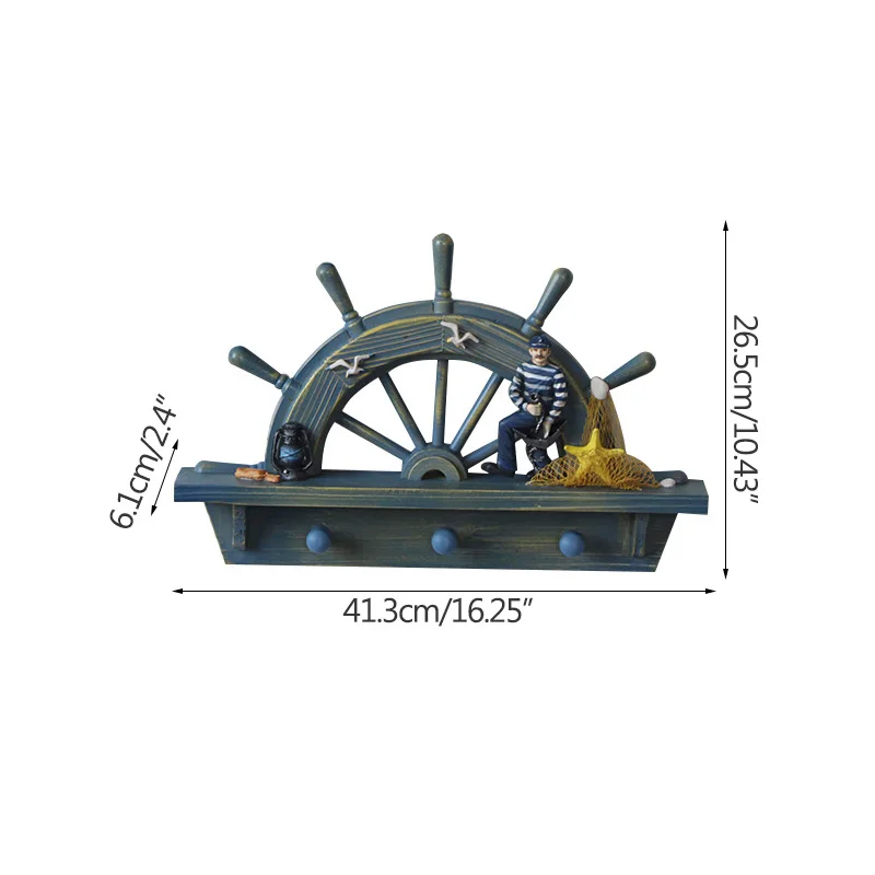 

Household Rudder Model Sundries Storage Rack Wall Decoration Hanging Hook Mediterranean Ocean Hanger Hooks Living Room Ornament
