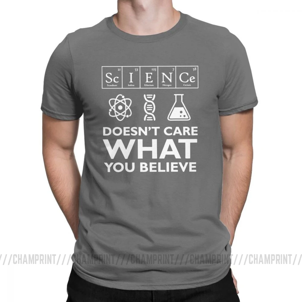 Мужская футболка с надписью «Science't Care What You Believe», хлопковые футболки с надписью «Scientist», «Биология», «физика», «Химия», «Астрономия», футболка, одежда - Цвет: Темно-серый