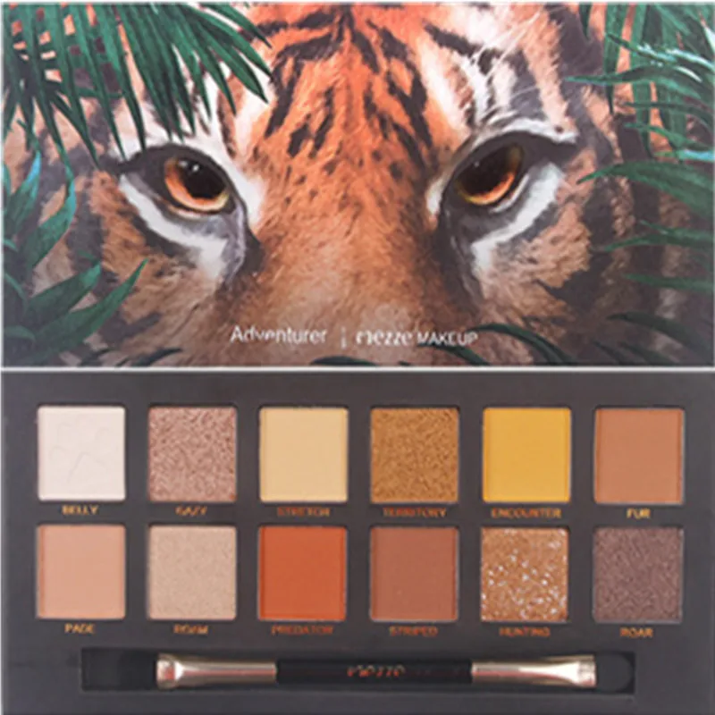 Tiger Eyeshadow Tray Twelve-Color Explorer Piglet Tiger Ice Wolf Crocodile Animal Eye Shadow Disk - Цвет: Tiger