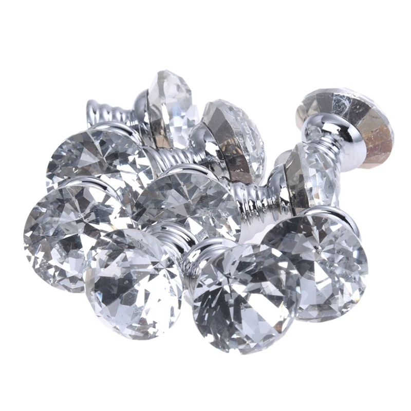 10 шт. 20 мм Кристальное стекло прозрачная ручка для шкафа выдвижная кухонный