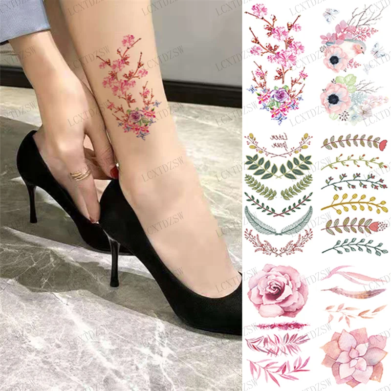 

Henna Waterproof Temporary Tattoos Stickers Rose Flower Hand Art Flash Tattoo Fake Tattoo Edges Arm Fashion Stars For Women Men