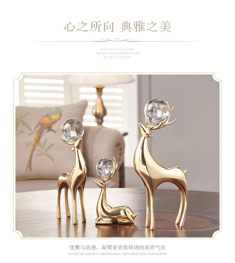 

Luxury European-style Home Deer Decoration Housewarming Gift Room Bedroom Model Room Creative TV Cabinet Decorations Bb50