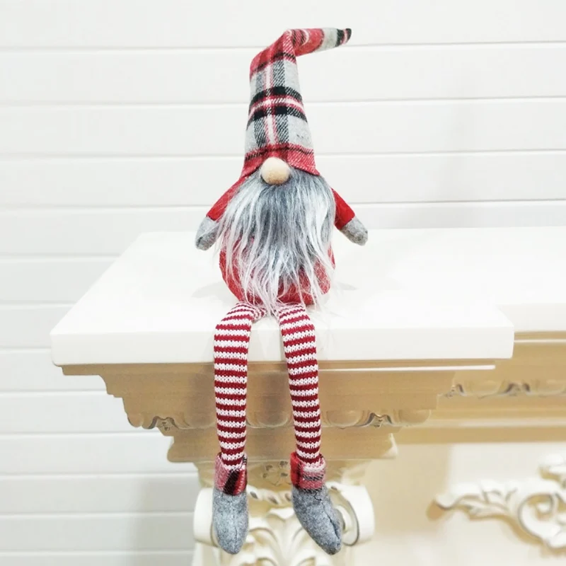 Длинные ноги сидя Tomte Рождество гном кукольные украшения Настольный Санта