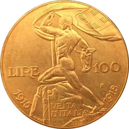24-K Позолоченные 1925 Италия 100, копия монет