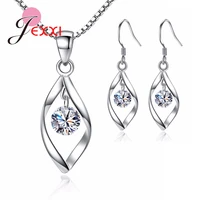 jewelry sets for women round cubic zircon 925 sterling silver pendant necklacedrop earrings jewelry sets wholesale price