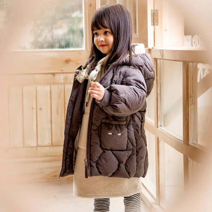 

2022 Winter New Children's Clothes White Duck Down Hooded Coat Loose Casual Thicker Warm Down Jacket For Girls A705