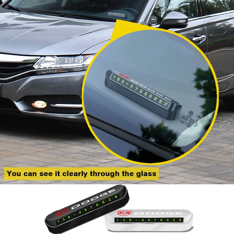 

1pcs Car Temporary Parking Card Phone Number Card Sticker For Dodge Challenger RAM 1500 Charger Avenger Caliber Nitro Auto Goods