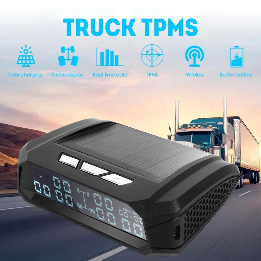 Vehemo Tire Pressure Monitoring System USB Truck TPMS LCD 2.0 3.6V 9.0bar 6PCS External Sensor High Temperature Alarm Windshield|Датчик