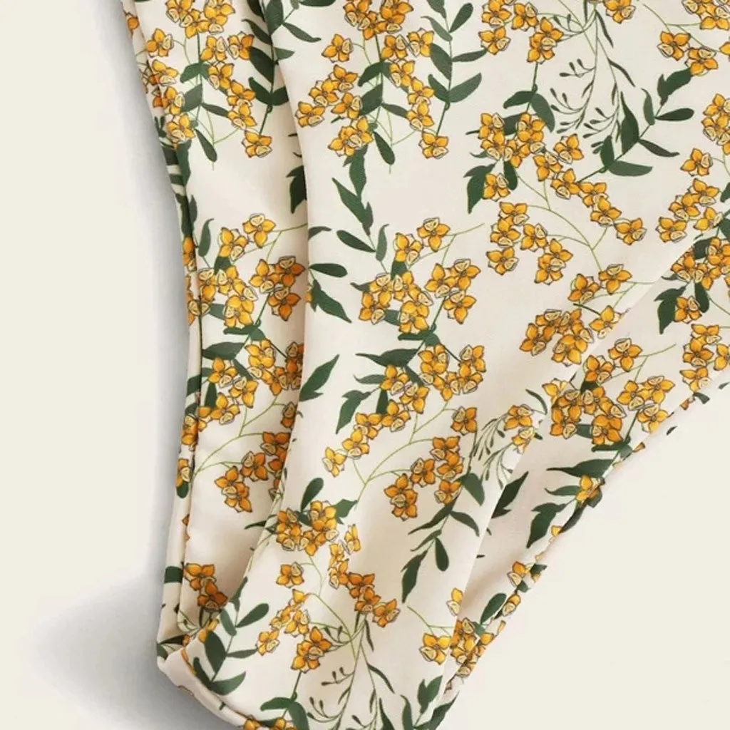 

Sexy Bikini 2021 Swimwear Women Women's Summer Sexy Floral Print Ruffle High Cut Bikini Set Two Piece Swimsuit Set With Bra Cup