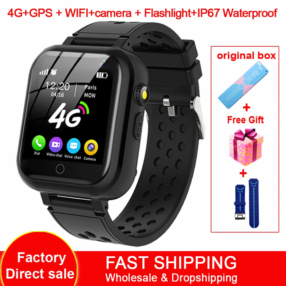 

T16 4G Smart Watch GPS WIFI LBS Location Flashlight IP67 Waterproof SOS HD Video Call Remote Control Children Kids Smartwatch