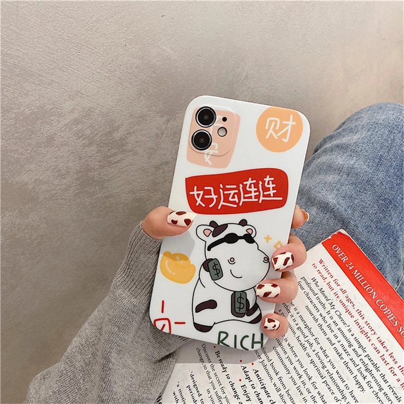 

Cartoon Cow Case for iPhone Silicone iPhone 11Pro MAX Case/12 Mini funda iphone 12 pro funda iphone 12 pro чехол на айфон 11