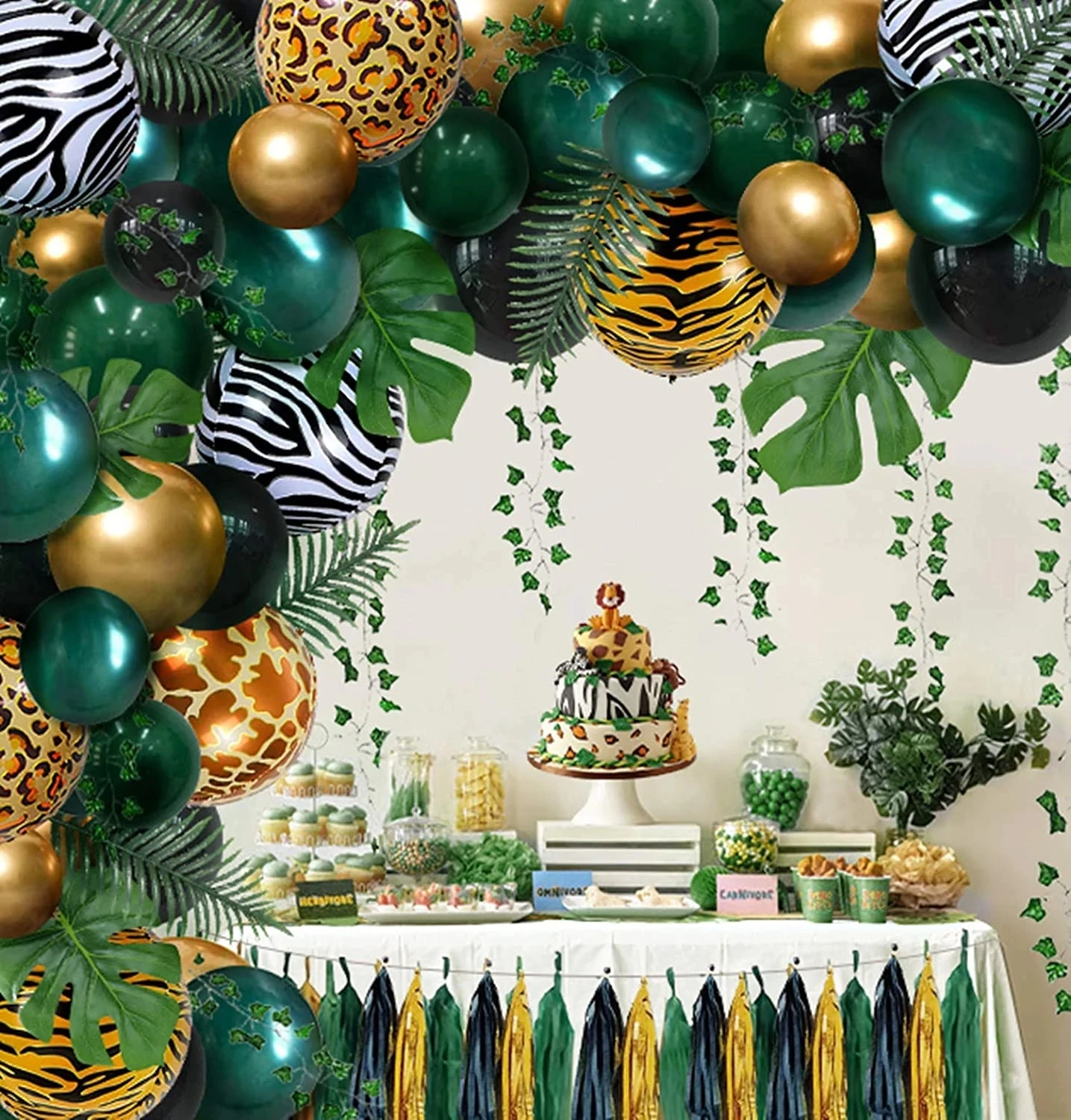 Jungle Safari Animal Balloons Garaland Arch Kit Palm Leaves DIY Balloon Wild One 1st Birthday Party Decor Baby Shower | Дом и сад