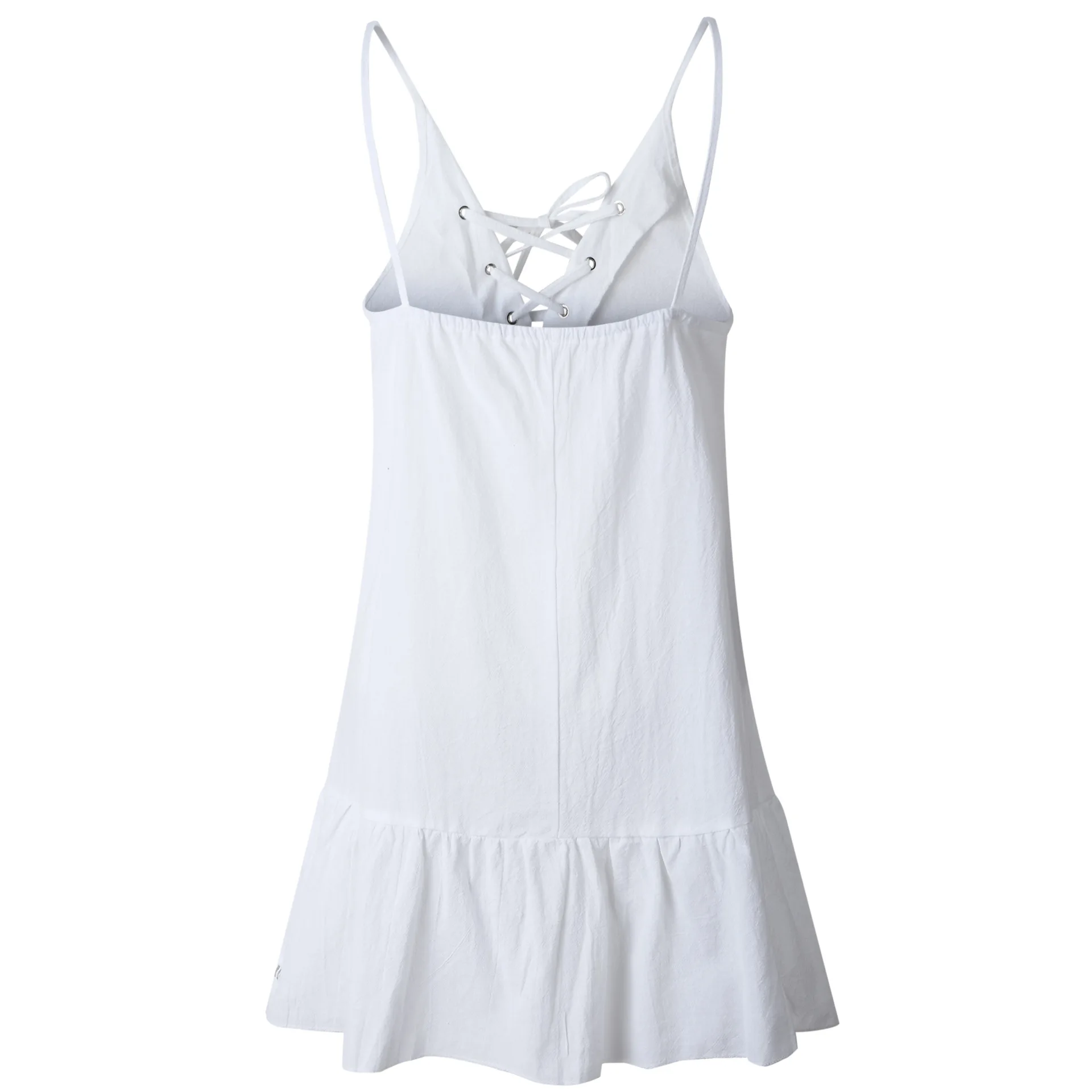 

Women Pleated Dress Solid White Green Color Empire Waist Size S To Xl Spaghetti Strap Mid Length Backless Street Wear Lady Dress