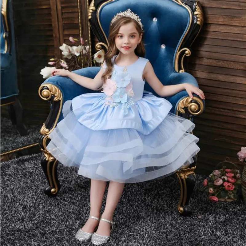 Кружевное официальное вечернее платье на день рождения пачка принцессы детская