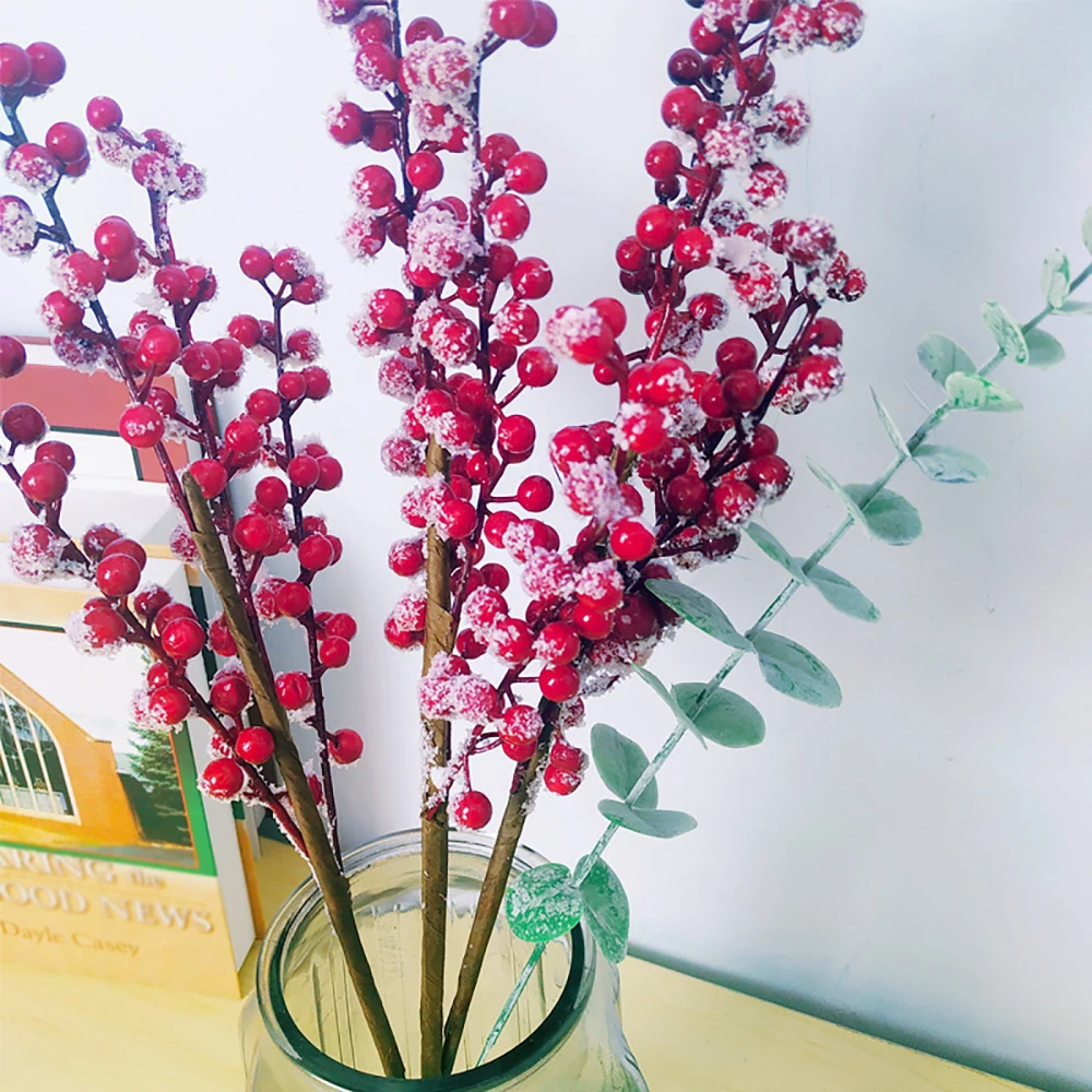 Искусственные бобы акации и богатые красные ягоды длина ветки 55 см