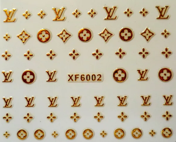 6002 3D наклейки для ногтей золотого цвета s самоклеющиеся наклейки брендовый дизайн ногтей Наклейка Искусство Наклейка s на ногти надпись - Цвет: 6002
