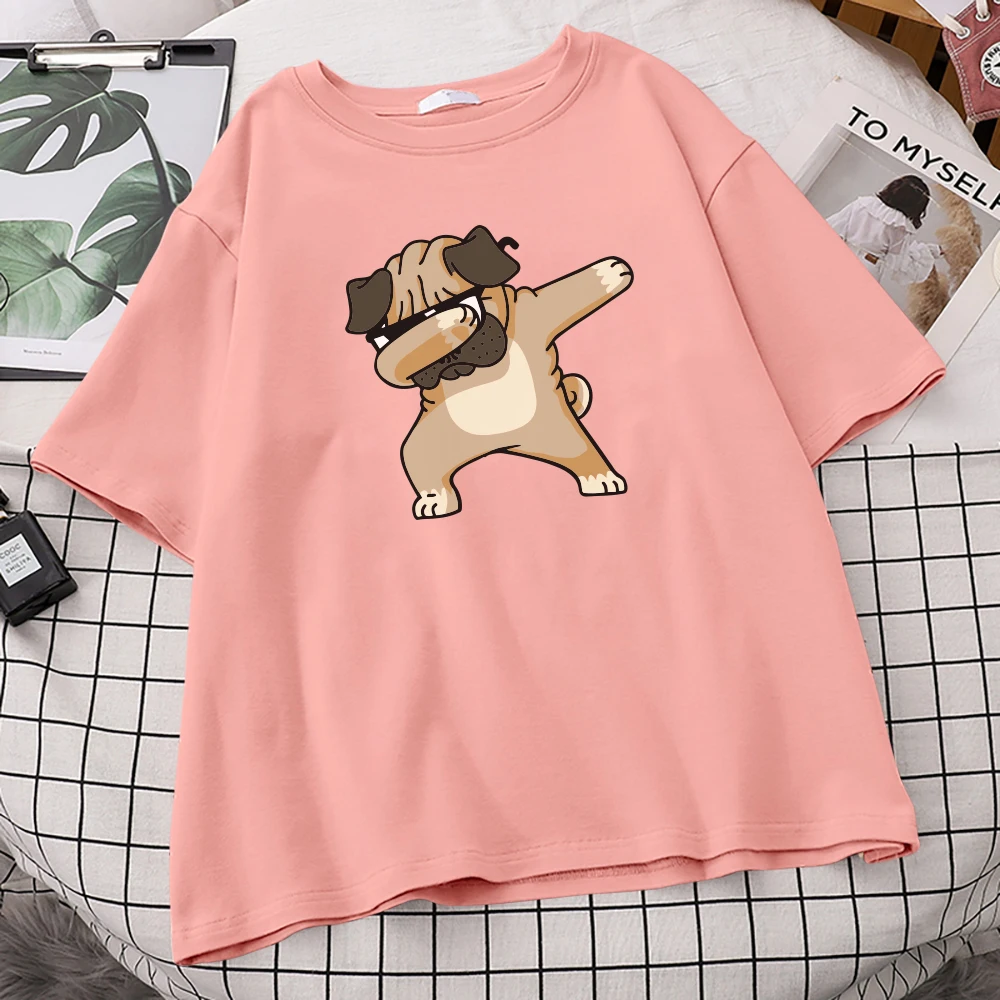 Новый 2021 Летняя мода вытирая футболка с Мопсом мужской в стиле хип хоп топы