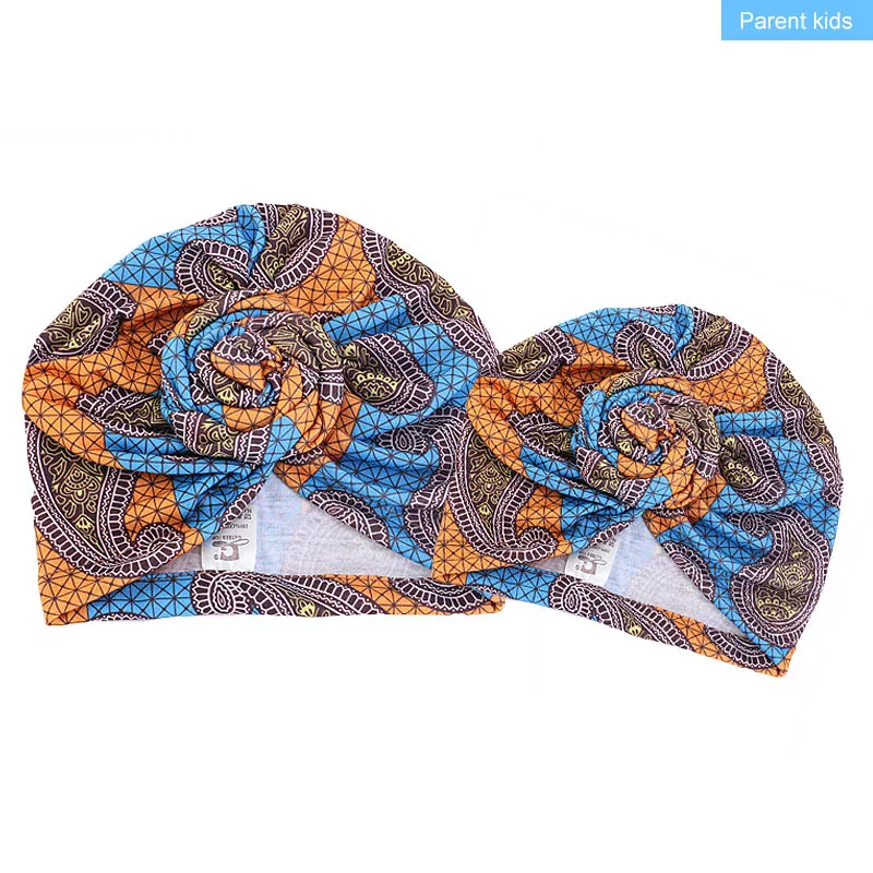 Mommy And Baby Satin Bonnet African Patterns Print Night Sleep Cap Baby Hair Care Women Headwrap Fashion Hair 20Sets Per Color