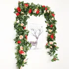 Шелковая искусственная Роза лоза висит цветы для украшения стены ротанг, искусственные растения листья гирлянда романтическое свадебное украшение дома