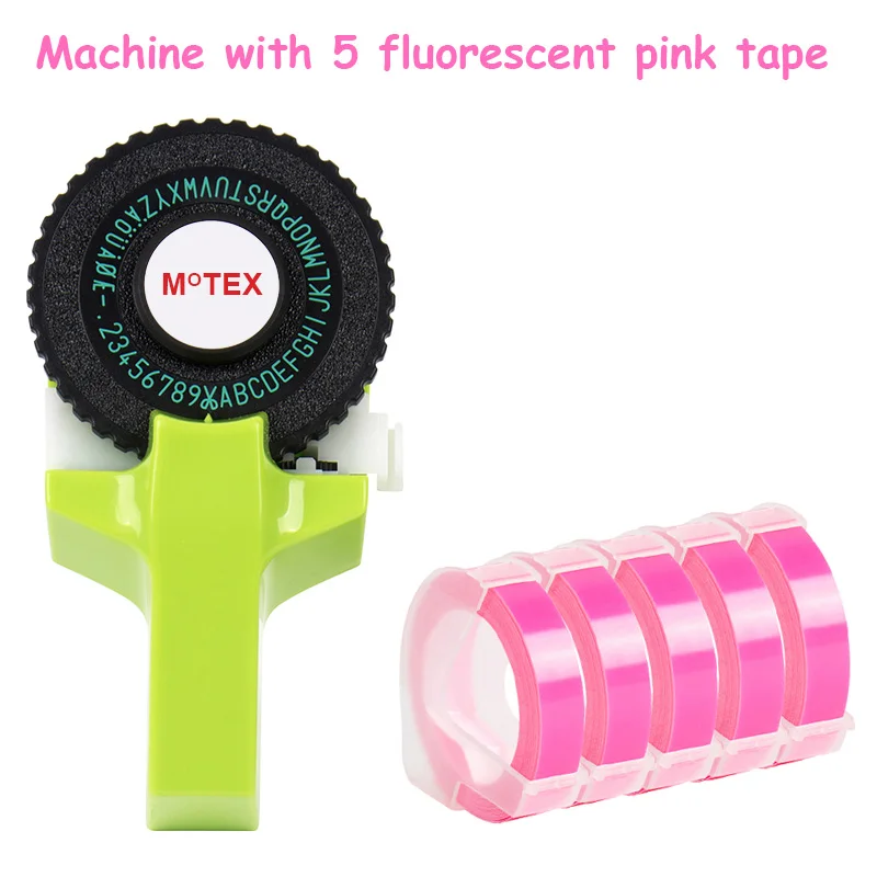 Зеленый цвет MoTex E101 принтер мини DIY Ручная Совместимость для dymo 3D тиснение ручная лента ручная машинка надпись машина - Цвет: machine with 5 tape