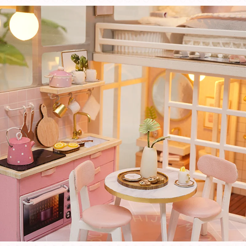 

DIY Doll House Wooden doll Houses Miniature dollhouse Furniture Kit Handmade Toys for children Birthday Christmas Gift