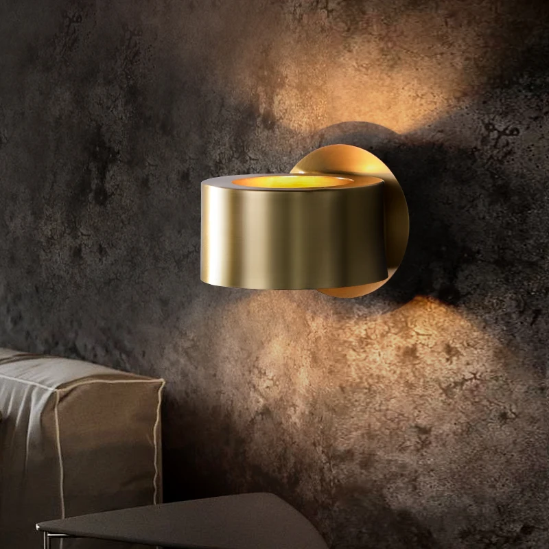 Современная светодиодная Золотая настенная лампа скандинавский медный