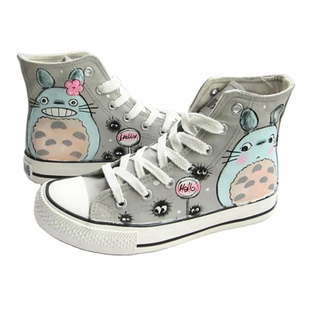 Холщовые ботинки унисекс Tonari no Totoro plimsolls, ботинки на шнурках, повседневные ботинки с ручной росписью My Neighbor Totoro