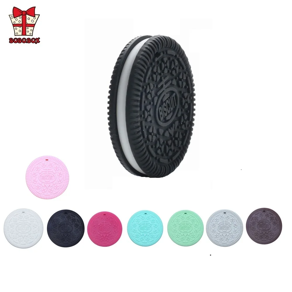 BOBO. BOX, 10 шт., Детские Силиконовые Прорезыватели, BPA бесплатно, игрушка для прорезывания зубов, печенье, подвеска, ожерелье, детское кольцо для прорезывания зубов, подвесная игрушка