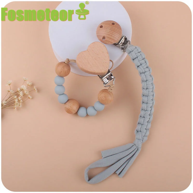 

Fosmeteor 2pc Beech Love Pacifier Clip Baby Cotton Tassel Pacifier Chain For Newborn Teething Soother Chew Dummy Clips DIY Toy