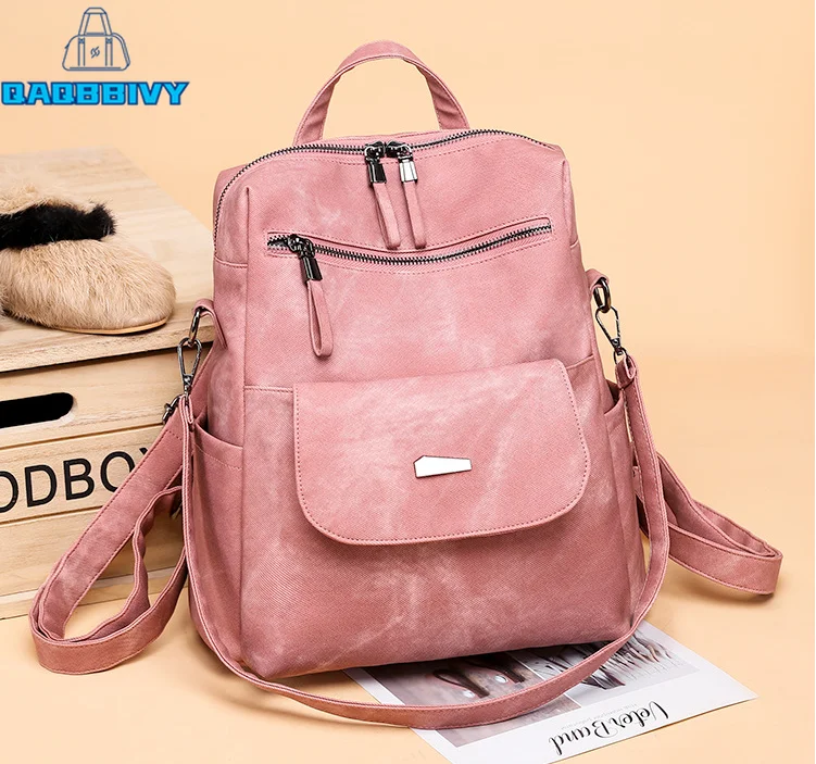 

New Fashion Women Vintage Backpack Female PU Leather Backpacks Back Pack Girls Teenagers School Travel Bag Casual Shoulder Bags